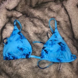 NWT small blue tie dye triangle bikini top
